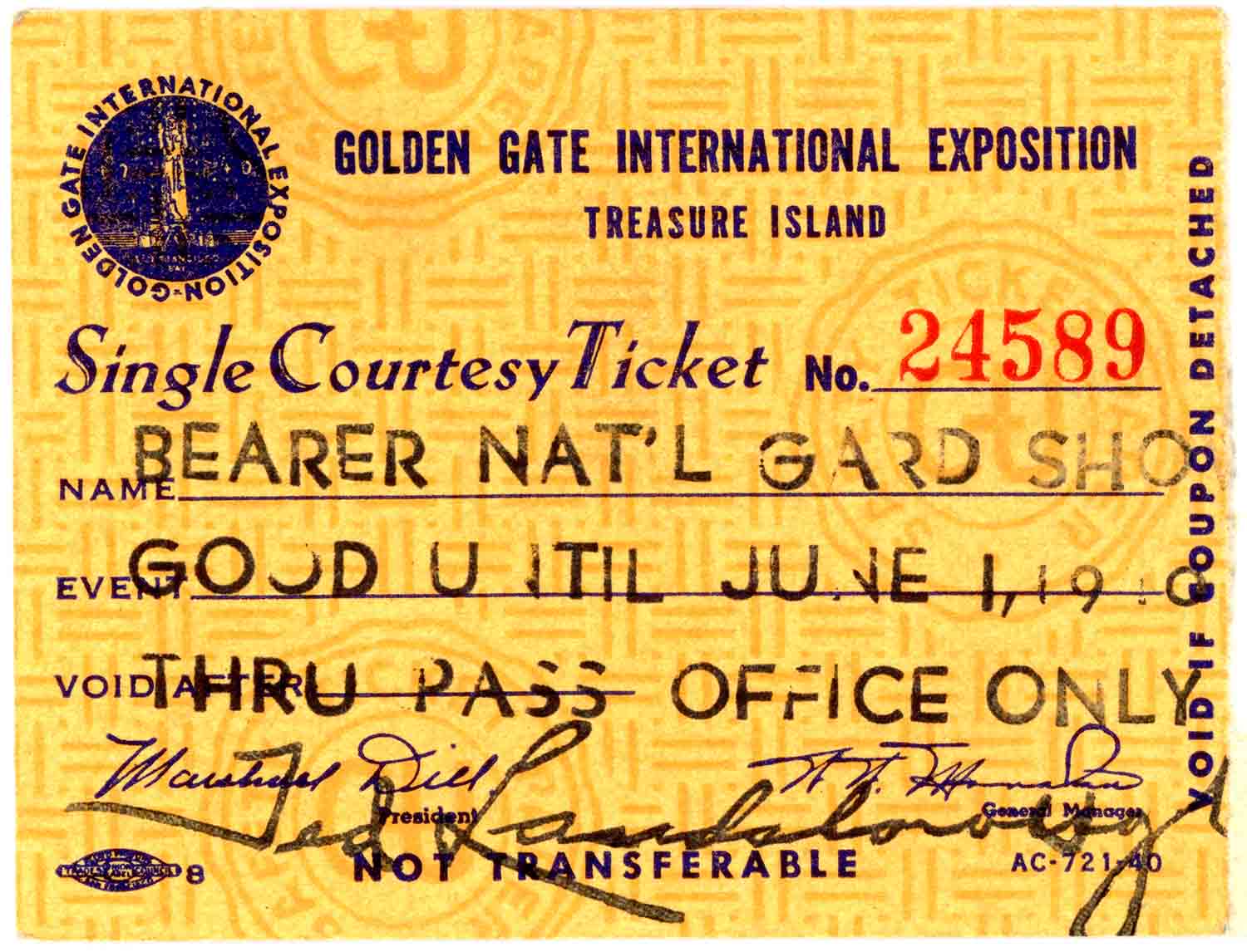 Souvenier Ticket Back