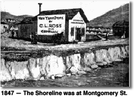 old store on the shoreline at what is now California and Sansome streets