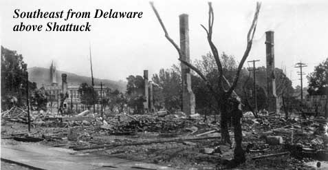 Berkeley ruins looking southeast from Delaware above Shattuck