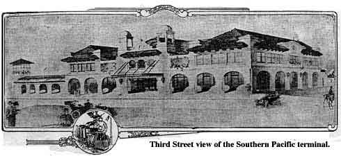 Artists rendering of proposed 1912 Southern Pacific terminal in San Francisco.