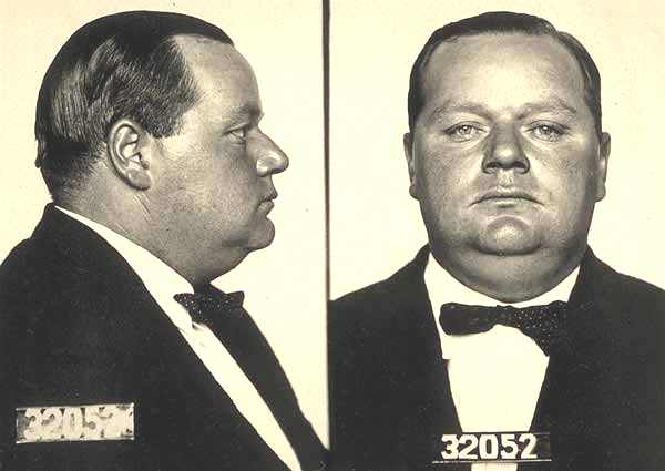 San Francisco Police Department 1921 mug shot of Roscoe Fatty Arbuckle