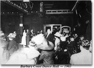 Interior of Barbary Coast dance hall circa 1903