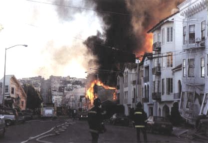 Early photograph of the Marina District Fire, Oct. 17, 1989